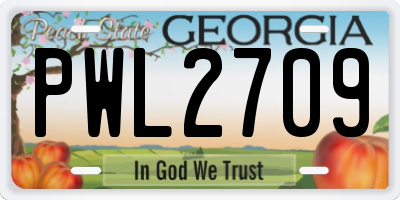 GA license plate PWL2709
