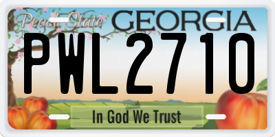 GA license plate PWL2710