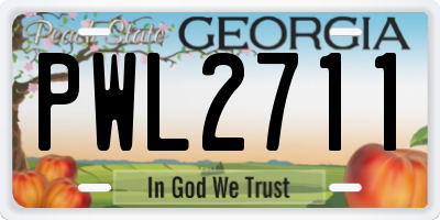 GA license plate PWL2711