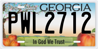 GA license plate PWL2712