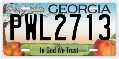 GA license plate PWL2713
