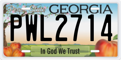 GA license plate PWL2714