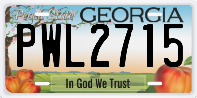 GA license plate PWL2715