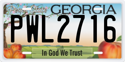 GA license plate PWL2716