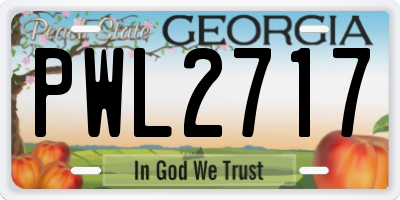 GA license plate PWL2717
