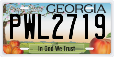 GA license plate PWL2719