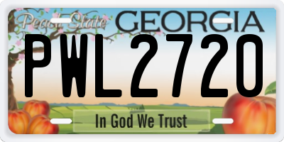 GA license plate PWL2720