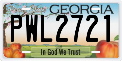 GA license plate PWL2721