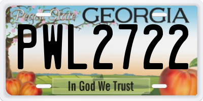 GA license plate PWL2722