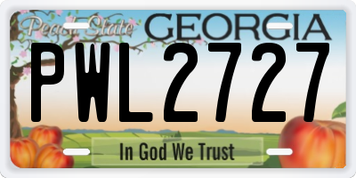 GA license plate PWL2727
