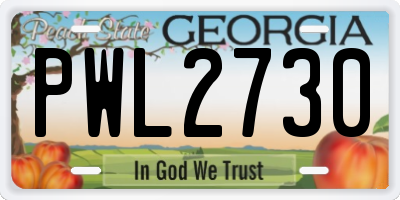 GA license plate PWL2730