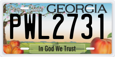 GA license plate PWL2731