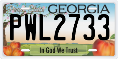 GA license plate PWL2733