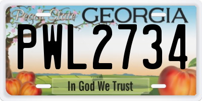 GA license plate PWL2734