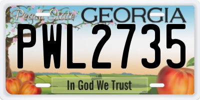 GA license plate PWL2735