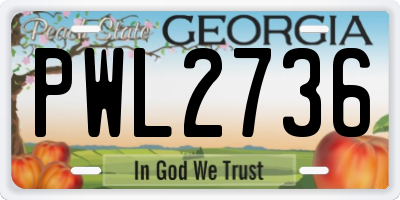 GA license plate PWL2736