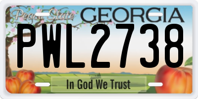 GA license plate PWL2738