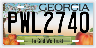 GA license plate PWL2740