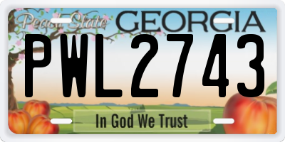 GA license plate PWL2743