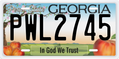 GA license plate PWL2745