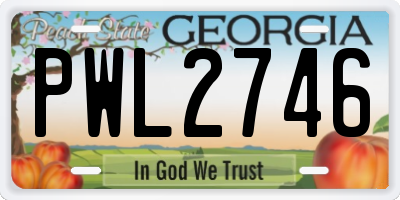 GA license plate PWL2746