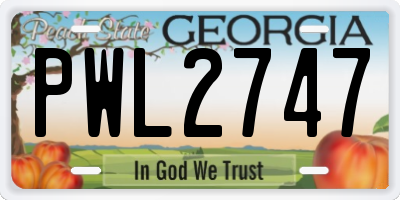 GA license plate PWL2747