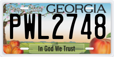 GA license plate PWL2748