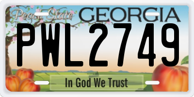 GA license plate PWL2749