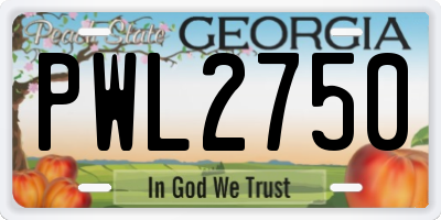 GA license plate PWL2750