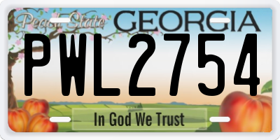 GA license plate PWL2754