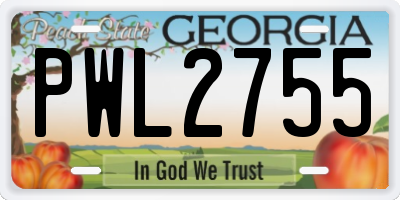 GA license plate PWL2755