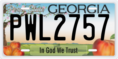 GA license plate PWL2757