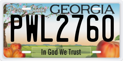 GA license plate PWL2760