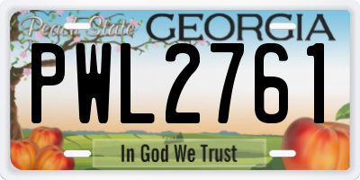 GA license plate PWL2761