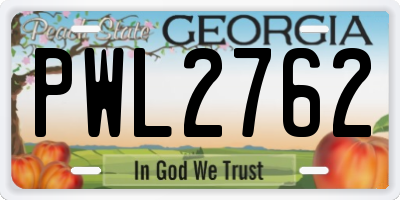 GA license plate PWL2762