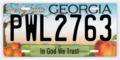 GA license plate PWL2763