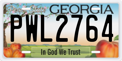GA license plate PWL2764