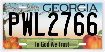 GA license plate PWL2766
