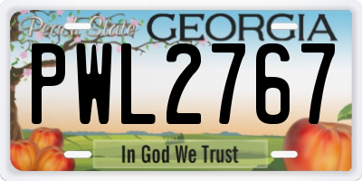 GA license plate PWL2767