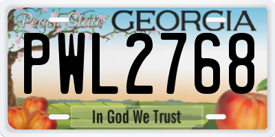 GA license plate PWL2768