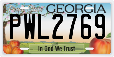 GA license plate PWL2769