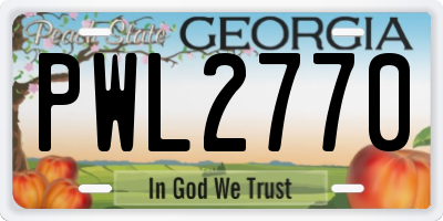 GA license plate PWL2770
