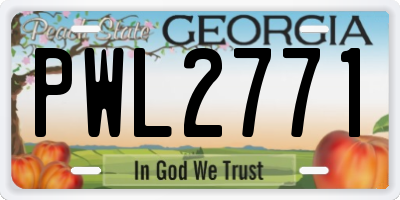 GA license plate PWL2771