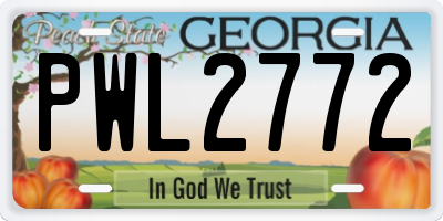 GA license plate PWL2772