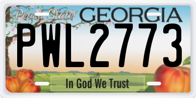 GA license plate PWL2773