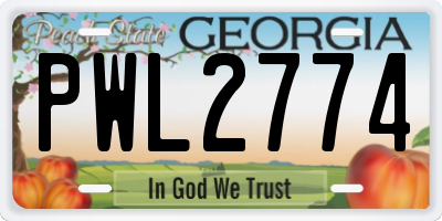 GA license plate PWL2774