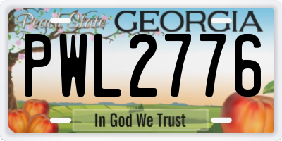 GA license plate PWL2776
