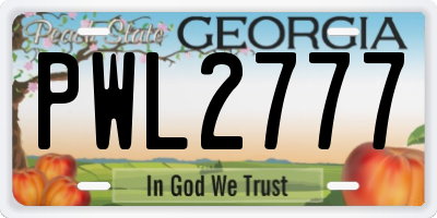 GA license plate PWL2777