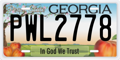 GA license plate PWL2778