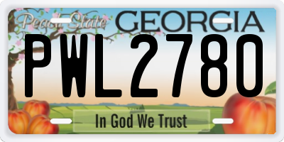 GA license plate PWL2780
